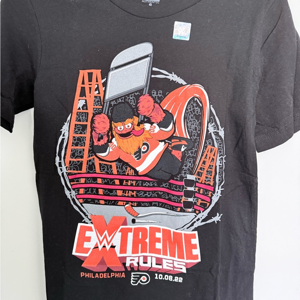 WWE Authentic Black T-Shirt with Silver Logo